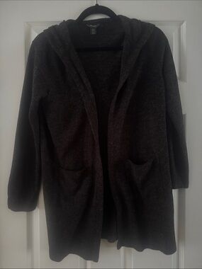 Roots Hooded Open Front Sweater in heather grey Size Medium